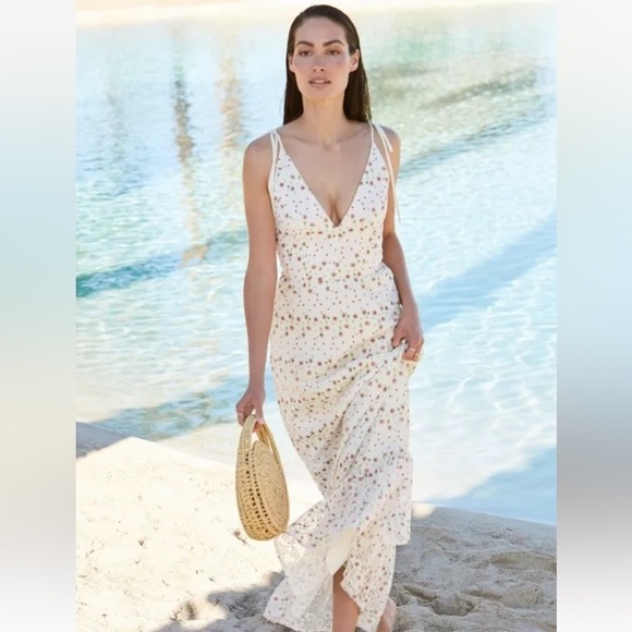 Dress the Population Sunny Days Floral Embroidered White Gown NWT Large - Picture 5 of 8